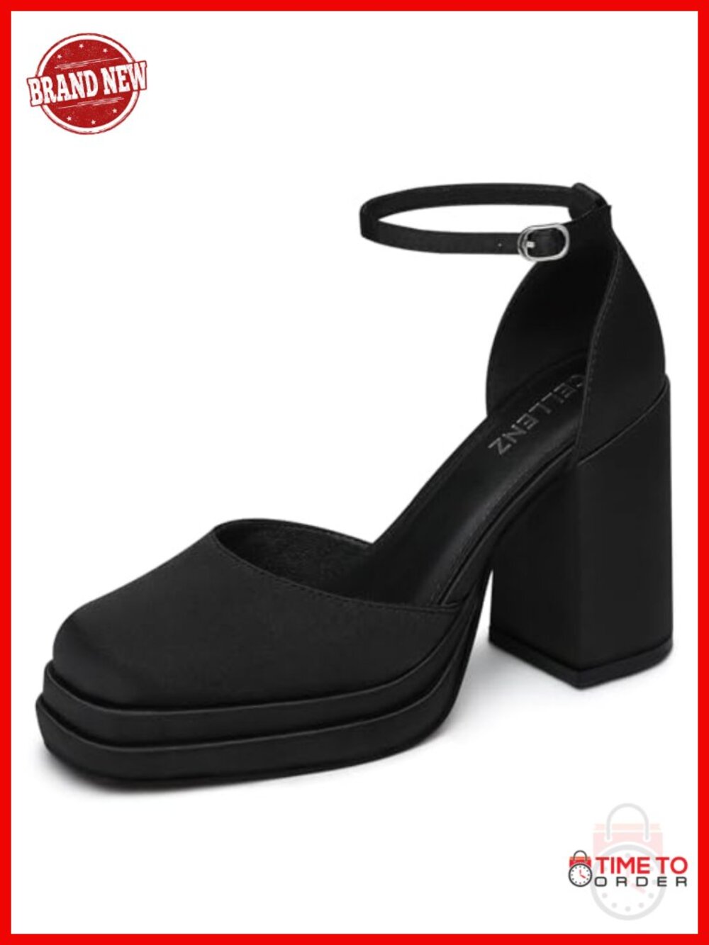 Women's Chunky Platform High Heels Satin Ankle Strap Dress Pumps